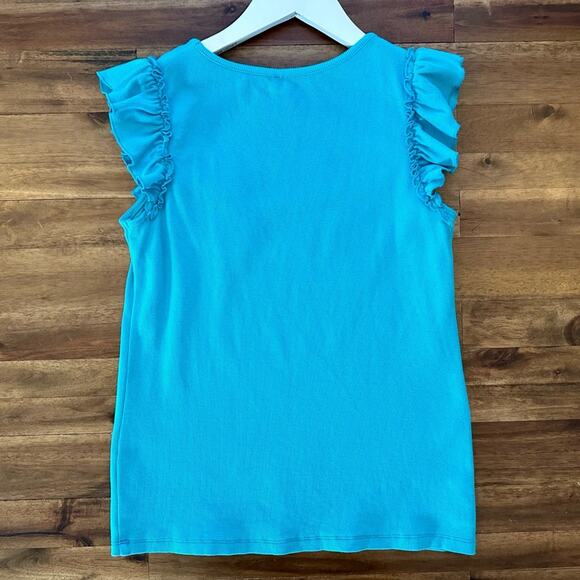 Wildflowers Back to School Recess Rib Tank Top Blue Ruffle Sleeve Rainbow 14 - Picture 5 of 7